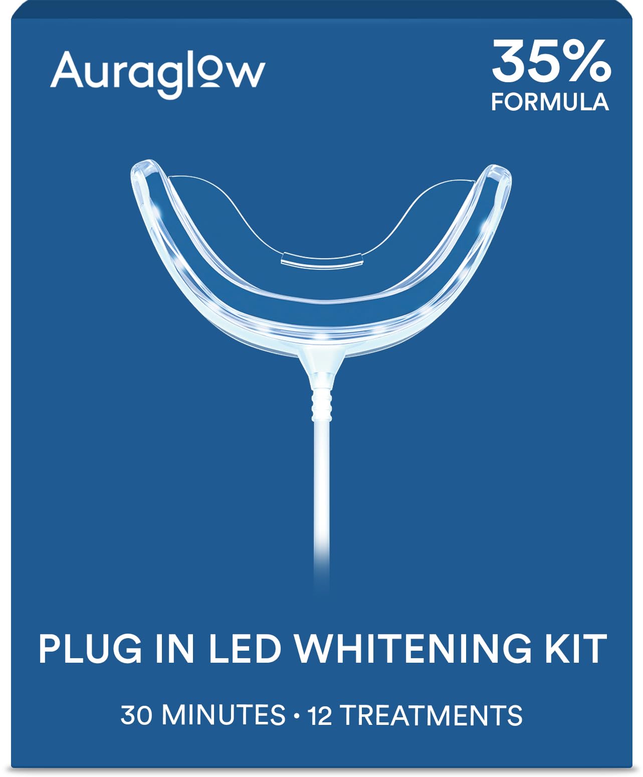 Auraglow Teeth Whitening Kit, LED Accelerator Light, 35% Carbamide Peroxide Teeth Whitening Gel, 20+ Whitening Treatments, Whitens up to 10 Shades in 7 Days