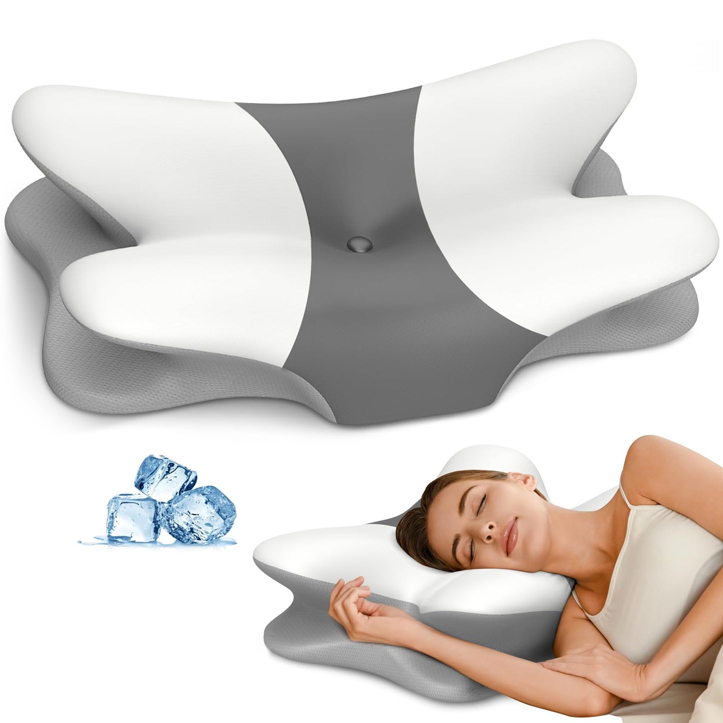 Besyodo Cervical Neck Pillow for Pain Relief - Ergonomic Memory Foam Pillow for Sleeping, Contour Side Sleeper Pillow for Neck Support, Cooling Orthopedic Pillow Bed Pillow for Back Stomach Sleepers