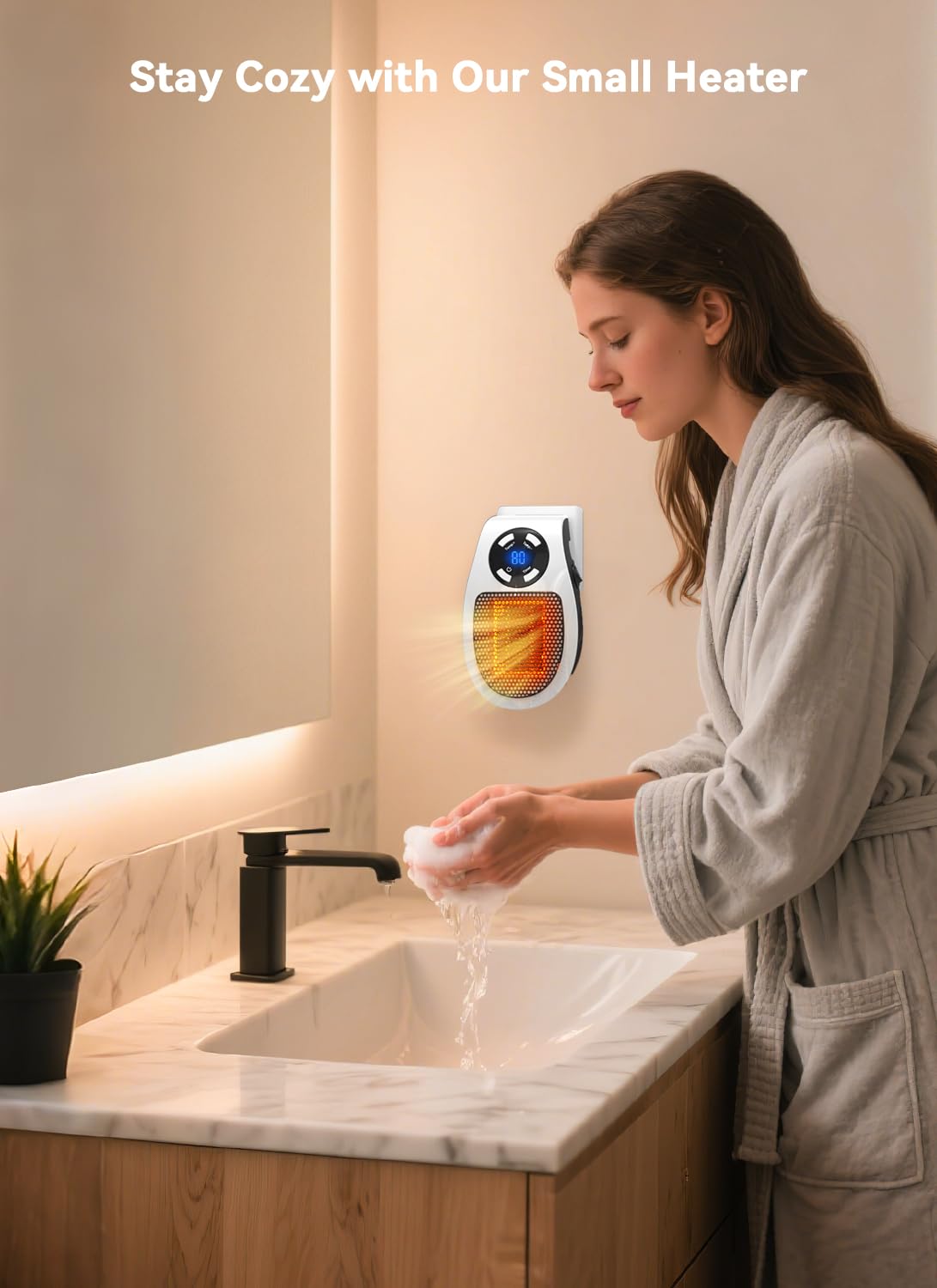 Brightown Wall Plug In Heater 450W, Portable Outlet Heater with Remote, Clear LED Display, Small Wall Heaters for Indoor Use with Adjustable Thermostat and 12H Timer for Bathroom Room Office, 2 Pack