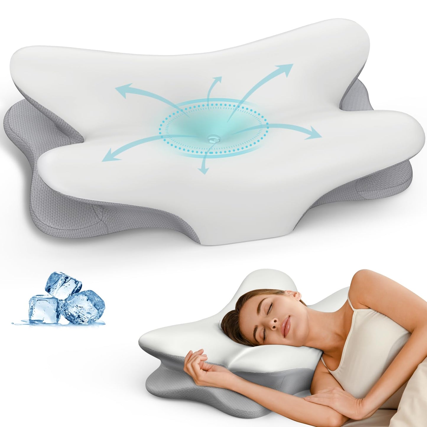 Besyodo Cervical Neck Pillow for Pain Relief - Ergonomic Memory Foam Pillow for Sleeping, Contour Side Sleeper Pillow for Neck Support, Cooling Orthopedic Pillow Bed Pillow for Back Stomach Sleepers