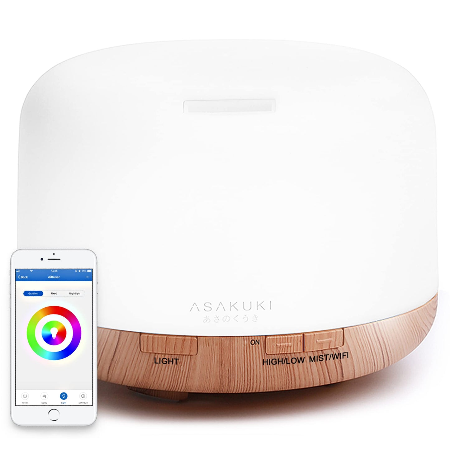 ASAKUKI Essential Oil Diffuser for Home, 500ML Aromatherapy Diffuser Humidifier with Remote Control, 7 Color LED Lights, Quiet Cool Mist Diffuser for Bedroom, Office, Gift for Mom (Yellow)