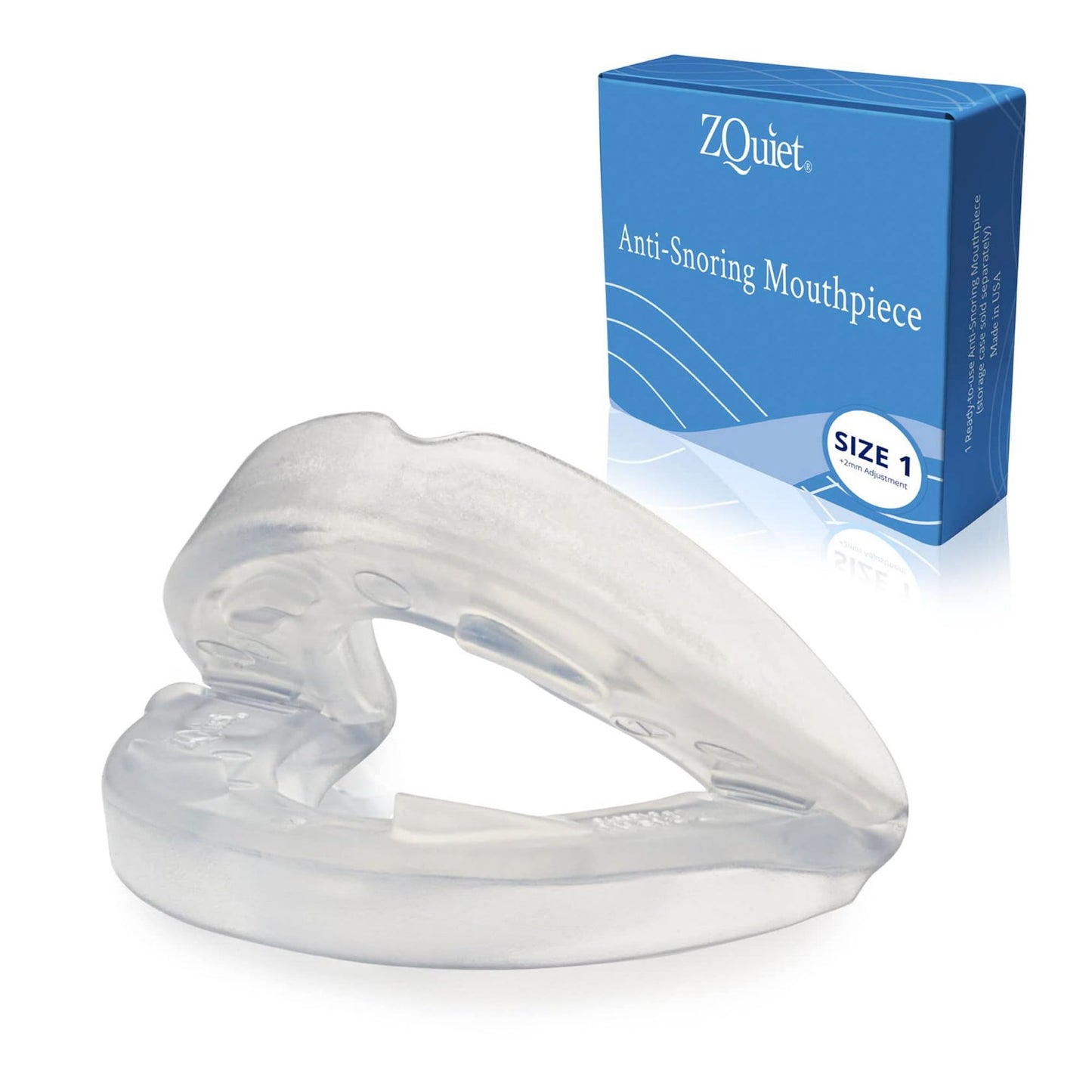 ZQuiet, Anti-Snoring Mouthpiece, Comfort Size #1, Single Refill, Blue, Made in USA, BPA-Free, Medical-Grade Material