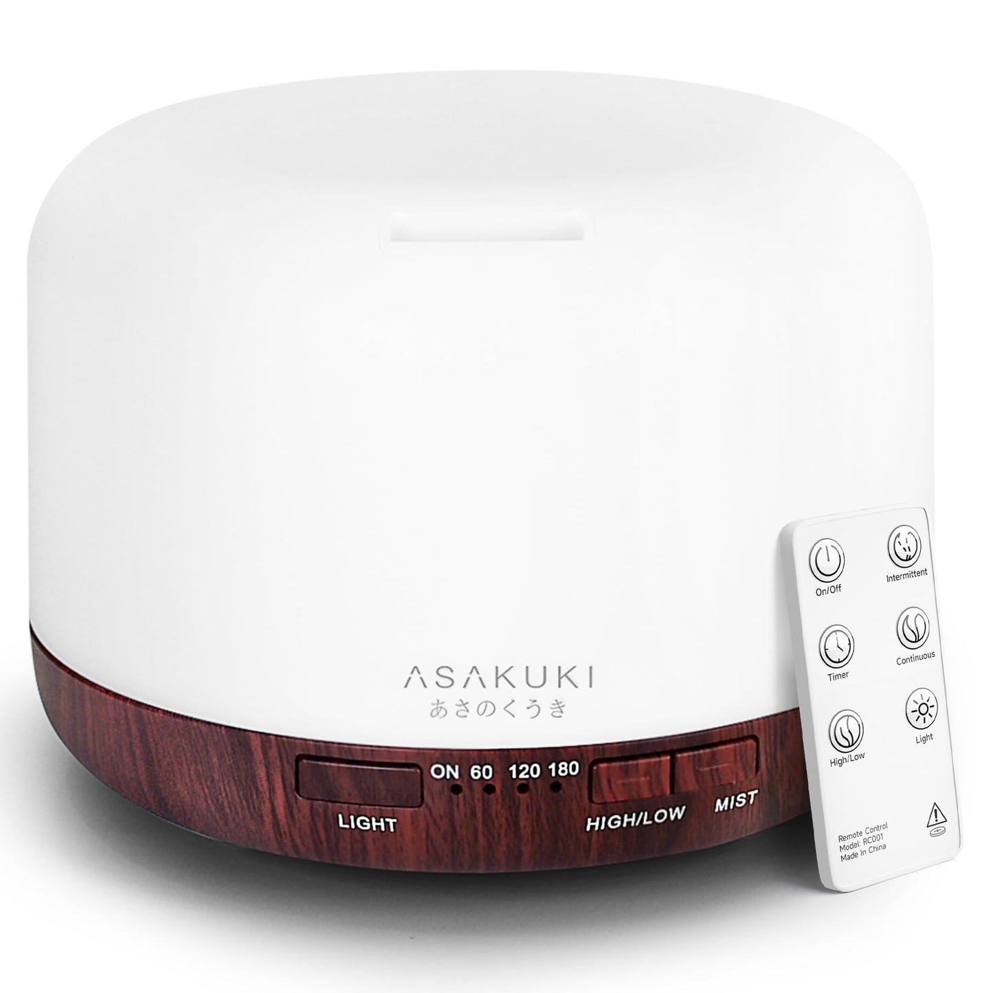 ASAKUKI Essential Oil Diffuser for Home, 500ML Aromatherapy Diffuser Humidifier with Remote Control, 7 Color LED Lights, Quiet Cool Mist Diffuser for Bedroom, Office, Gift for Mom (Yellow)