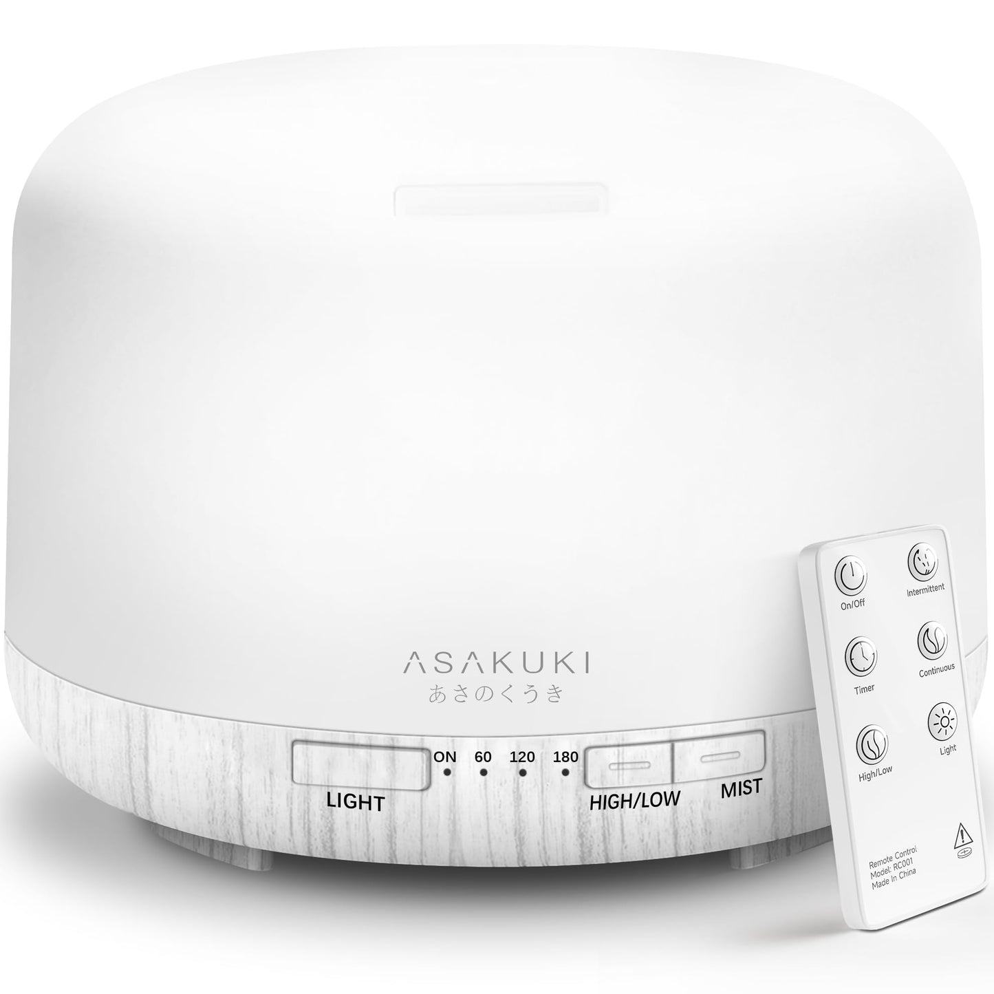 ASAKUKI Essential Oil Diffuser for Home, 500ML Aromatherapy Diffuser Humidifier with Remote Control, 7 Color LED Lights, Quiet Cool Mist Diffuser for Bedroom, Office, Gift for Mom (Yellow)