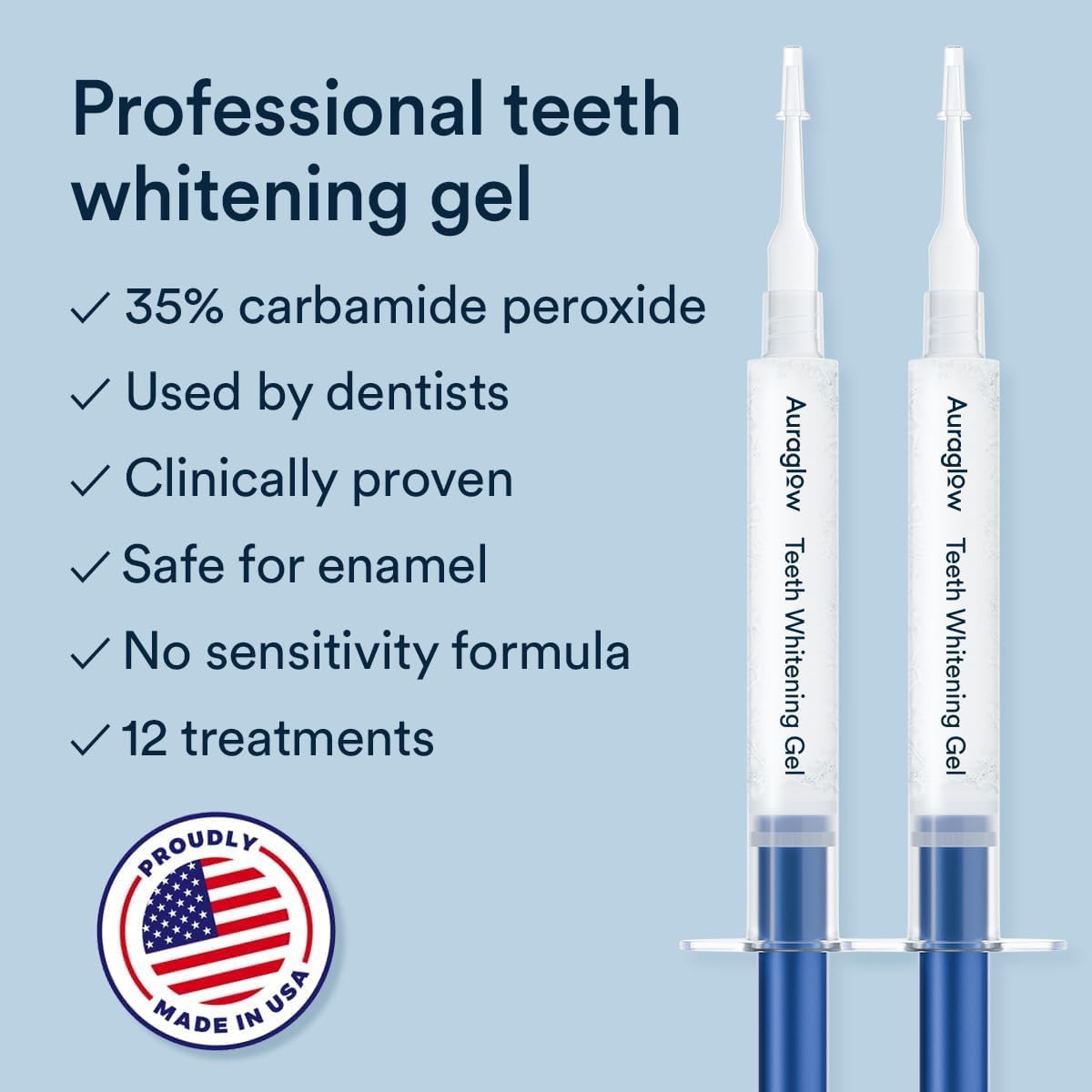 Auraglow Teeth Whitening Kit, LED Accelerator Light, 35% Carbamide Peroxide Teeth Whitening Gel, 20+ Whitening Treatments, Whitens up to 10 Shades in 7 Days
