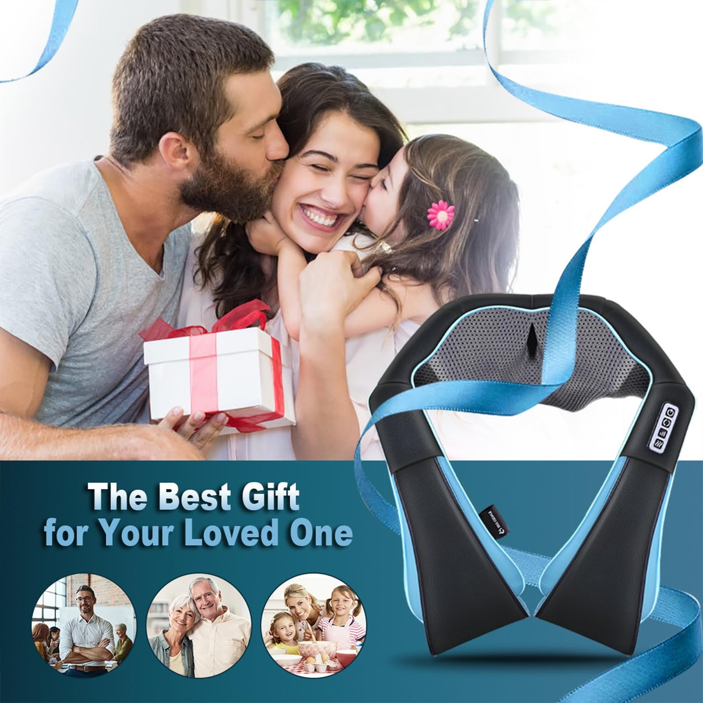 Mo Cuishle Shiatsu Neck Massager for Pain Relief – Deep Kneading Back Shoulder Massage with Heat – Ideal for Valentine’s Day, Christmas, Mother's Day, Father's Day, Gifts for Men Women Mom Dad Her Him