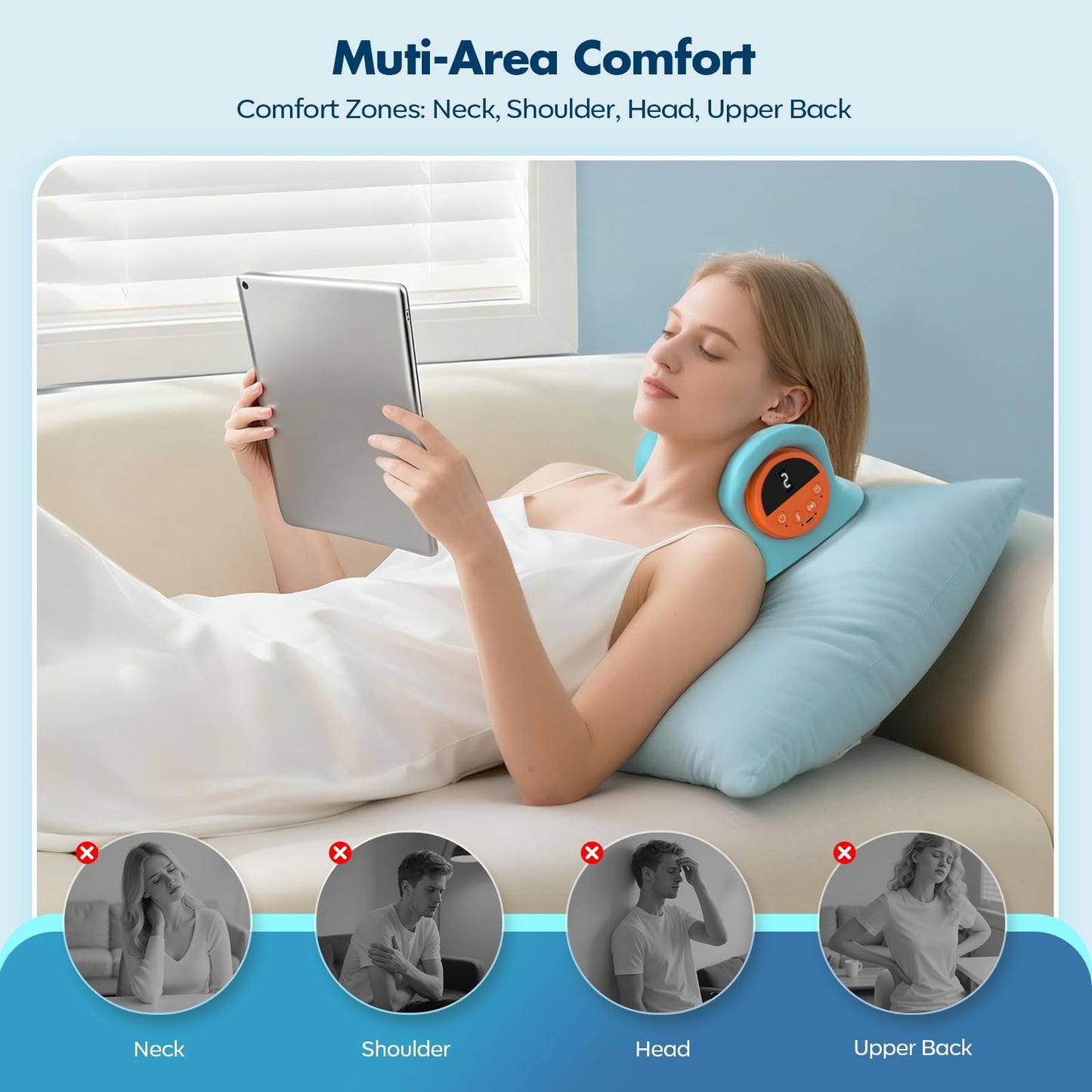 Smedz Neck Massager 2026 New Upgrade 3 in 1 Portable Massager with Heat and Comfortable Stretching - Adjustable Intensity for Neck and Shoulder Relaxation at Home, Office