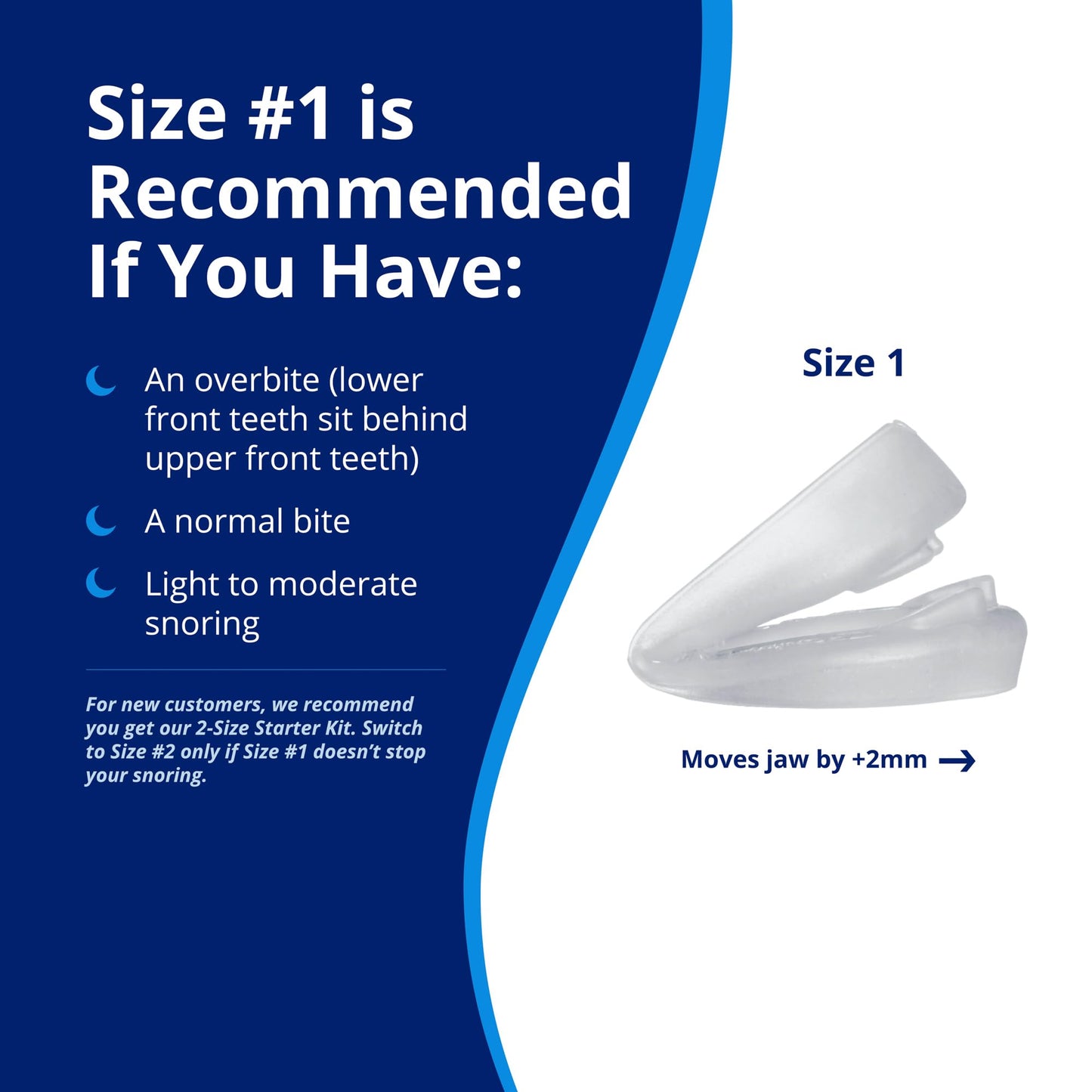 ZQuiet, Anti-Snoring Mouthpiece, Comfort Size #1, Single Refill, Blue, Made in USA, BPA-Free, Medical-Grade Material