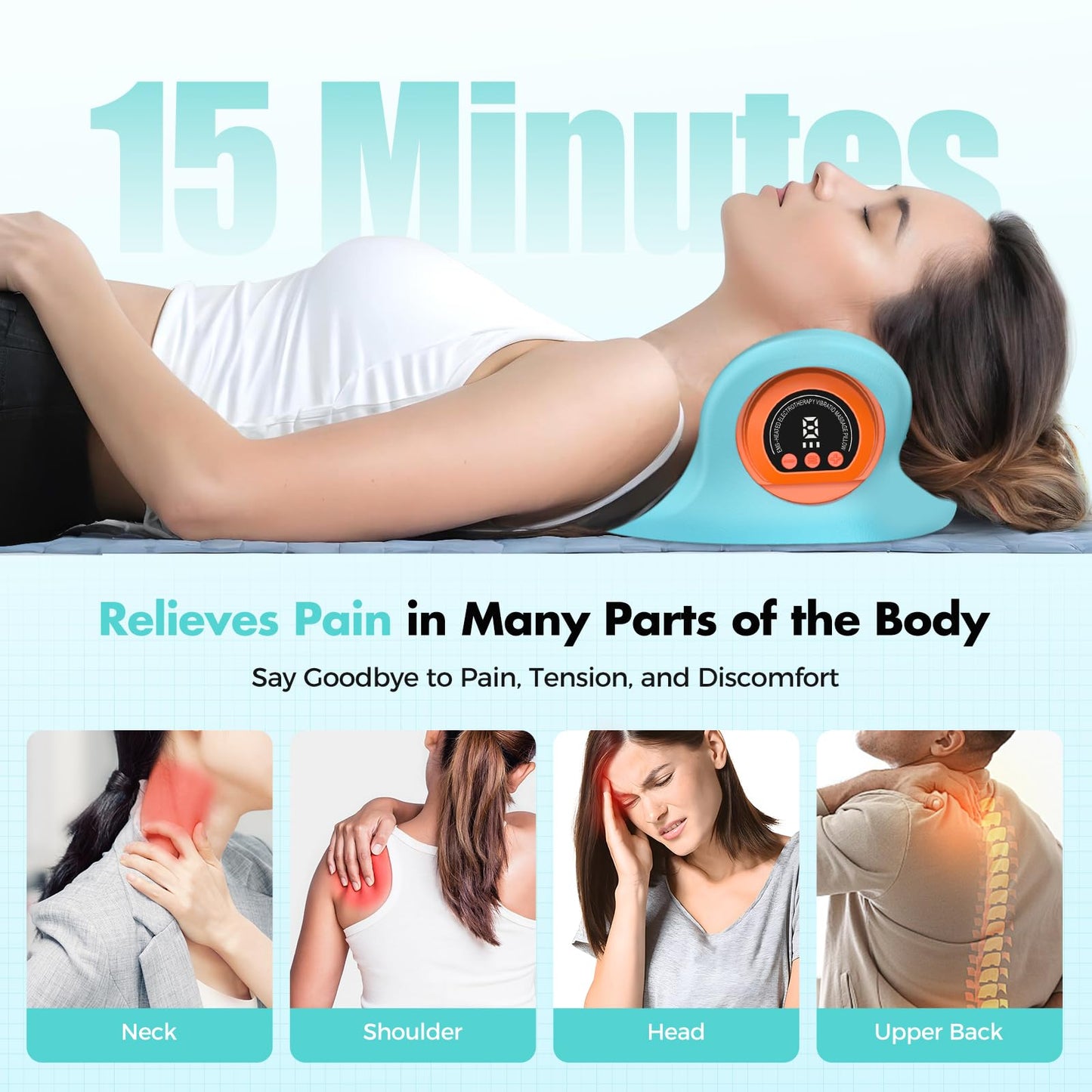 Smedz Neck Massager 2026 New Upgrade 3 in 1 Portable Massager with Heat and Comfortable Stretching - Adjustable Intensity for Neck and Shoulder Relaxation at Home, Office