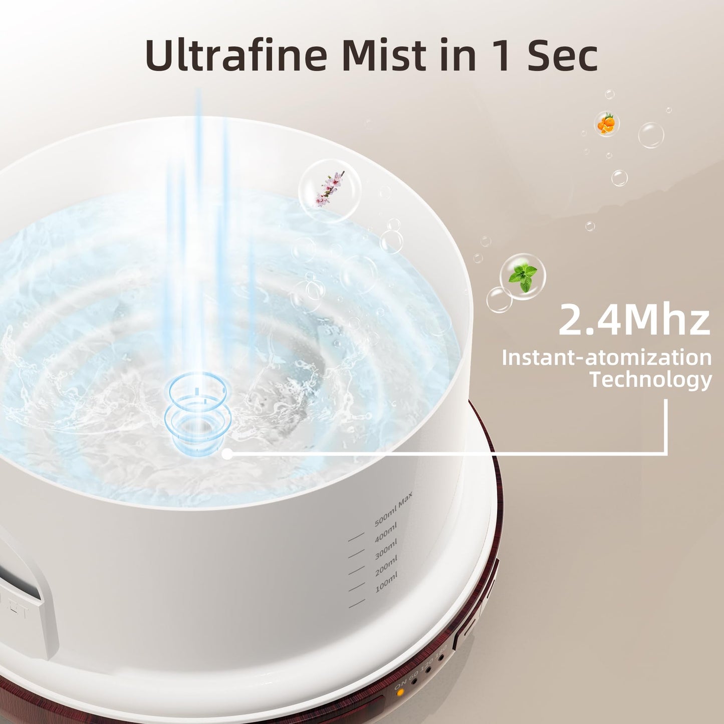 ASAKUKI Essential Oil Diffuser for Home, 500ML Aromatherapy Diffuser Humidifier with Remote Control, 7 Color LED Lights, Quiet Cool Mist Diffuser for Bedroom, Office, Gift for Mom (Yellow)