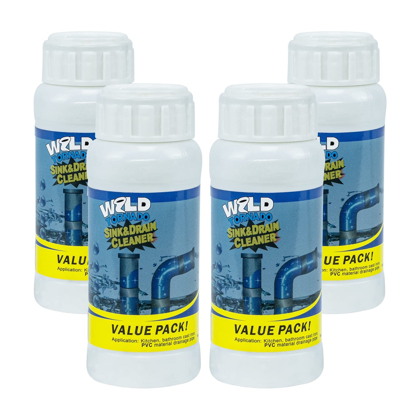 Wild Tornado Pipe Dredge,Powerful Sink Cleaner Powder Fast Foaming for Kitchen Toilet Pipeline Quick Cleaning Tool（2pcs）