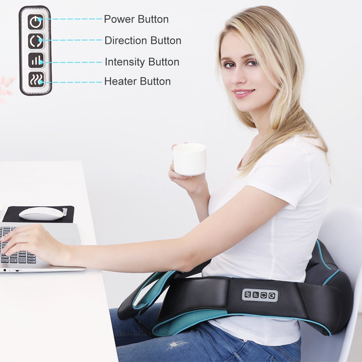 Mo Cuishle Shiatsu Neck Massager for Pain Relief – Deep Kneading Back Shoulder Massage with Heat – Ideal for Valentine’s Day, Christmas, Mother's Day, Father's Day, Gifts for Men Women Mom Dad Her Him