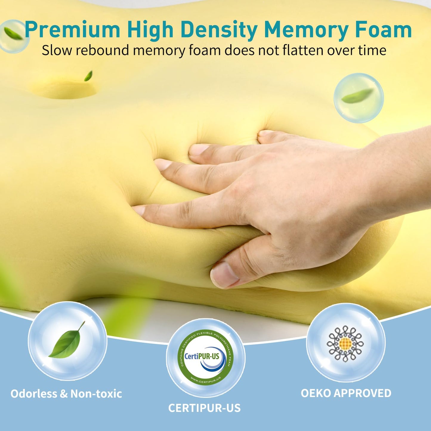 Besyodo Cervical Neck Pillow for Pain Relief - Ergonomic Memory Foam Pillow for Sleeping, Contour Side Sleeper Pillow for Neck Support, Cooling Orthopedic Pillow Bed Pillow for Back Stomach Sleepers