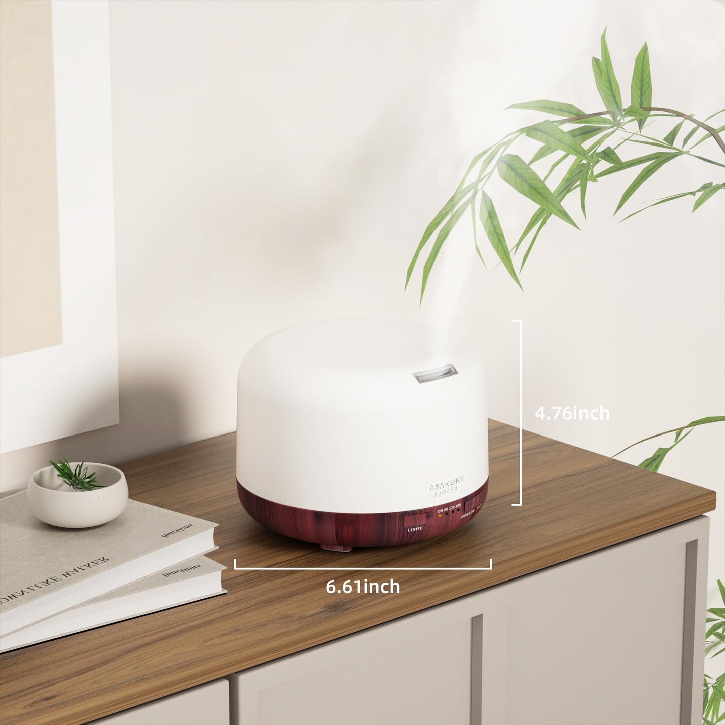 ASAKUKI Essential Oil Diffuser for Home, 500ML Aromatherapy Diffuser Humidifier with Remote Control, 7 Color LED Lights, Quiet Cool Mist Diffuser for Bedroom, Office, Gift for Mom (Yellow)