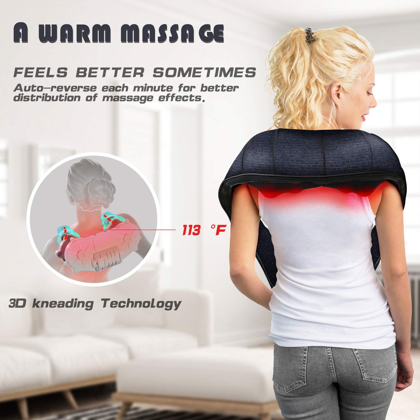Mo Cuishle Shiatsu Neck Massager for Pain Relief – Deep Kneading Back Shoulder Massage with Heat – Ideal for Valentine’s Day, Christmas, Mother's Day, Father's Day, Gifts for Men Women Mom Dad Her Him