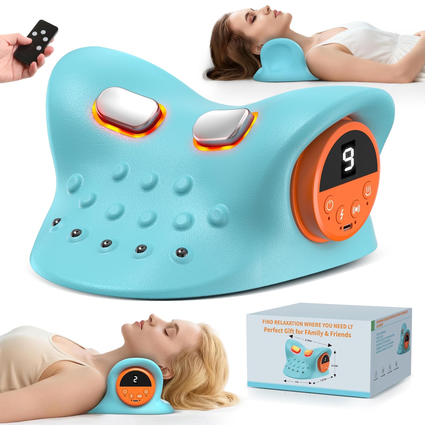 Smedz Neck Massager 2026 New Upgrade 3 in 1 Portable Massager with Heat and Comfortable Stretching - Adjustable Intensity for Neck and Shoulder Relaxation at Home, Office